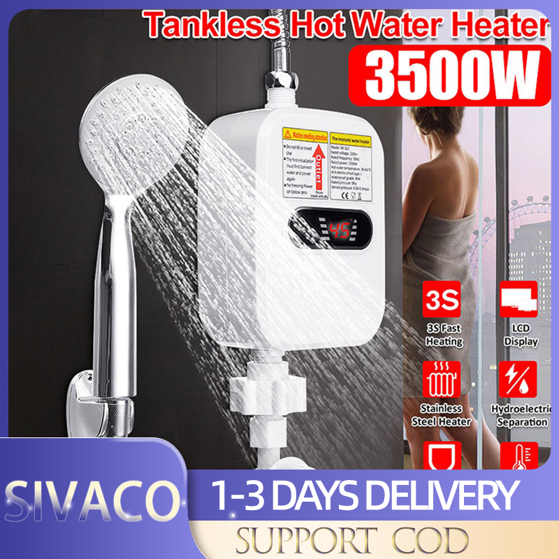 Shower Water Heater 3500W Electric Bathroom Instant Shower Heater Set ...