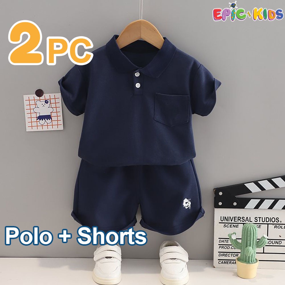 Boys Magenta Polo T-Shirt and Shorts Set – Summer Cool Look for Kids