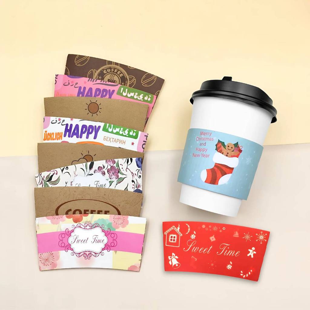 Cup Coffee Sleeves with Printed Design Paper Sleeves for 12oz/16oz 90mm ...