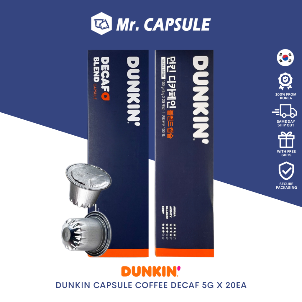 DUNKIN Capsule Coffee Decaf 5g x 20 Capsules 1Box [Nespresso Compatible ...