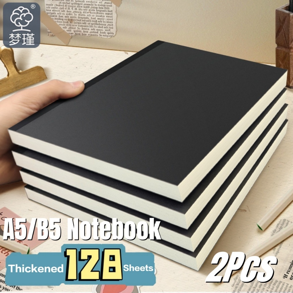 2Pcs A5/B5 Kraft Notebook Blank/Line 128sheets Notepad for Writing ...