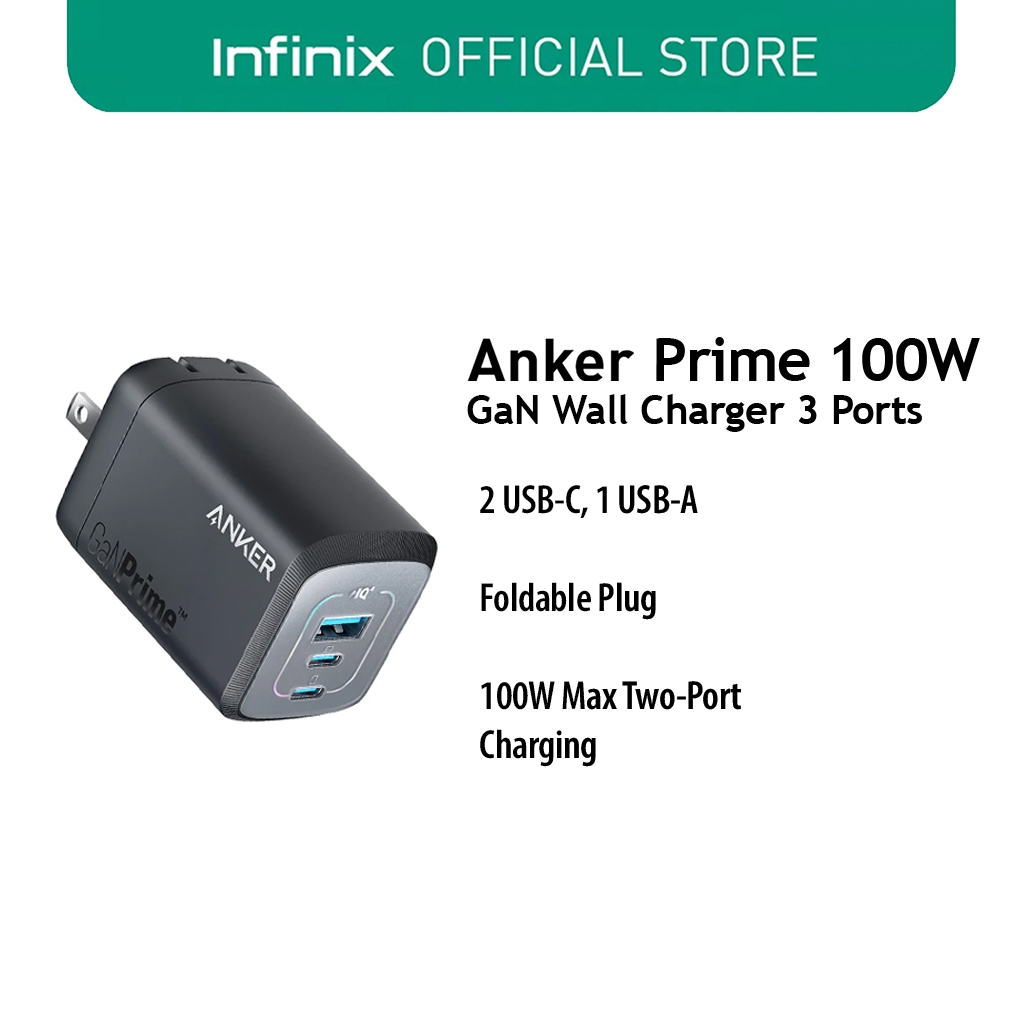 Infinix Anker Prime 100w Gan Wall Charger 3 Ports | Shopee Philippines