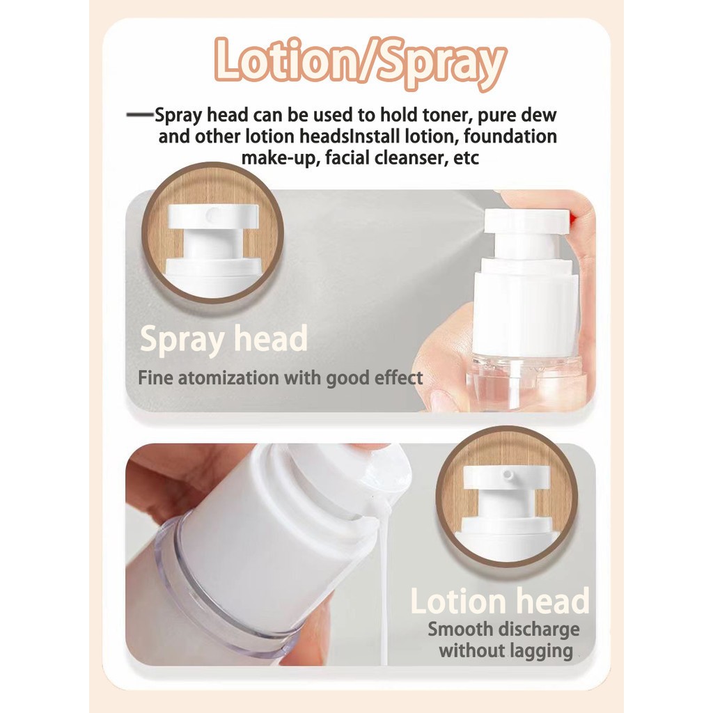 Portablere Empty Lotion Airless Vacuum Refillable Bottles 15-100ML ...