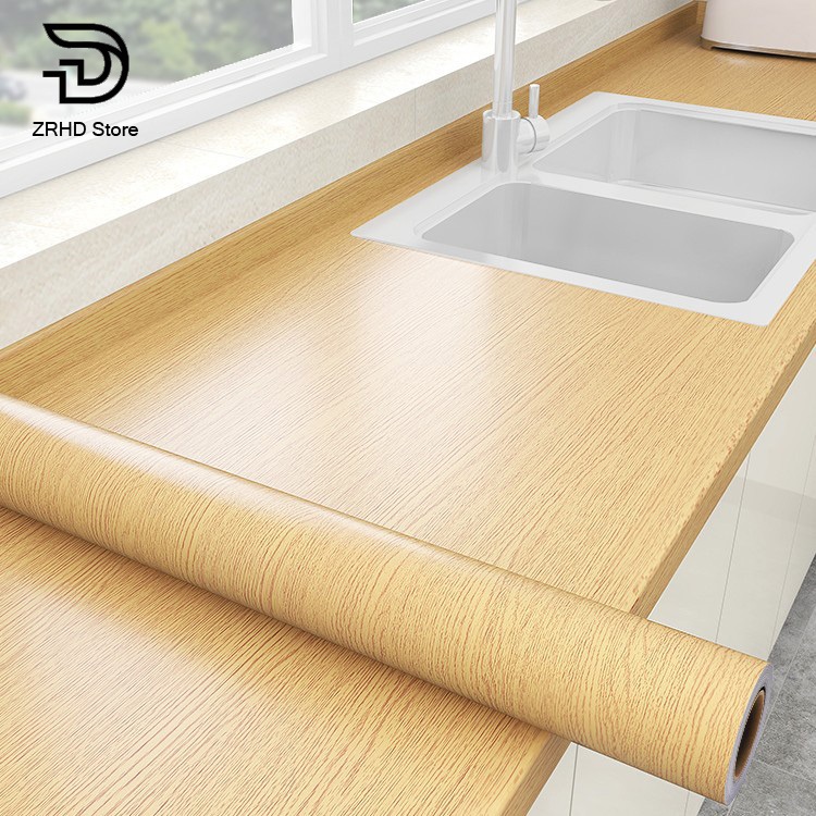 Kitchen sticker Wood grain wallpaper Self-adhesive furniture cabinet ...