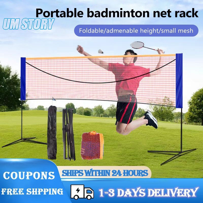 Portable Badminton Net Set With Stand and Carry Bag Folding Volleyball ...