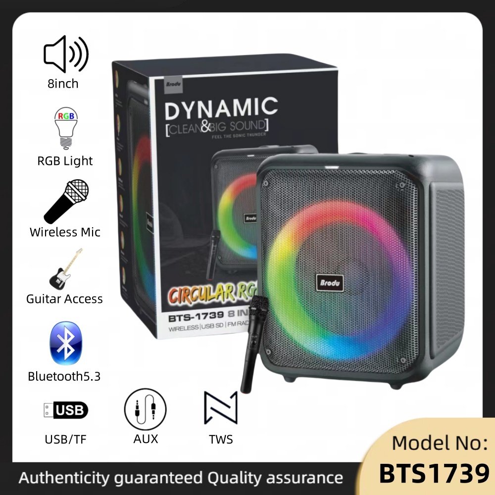 Brodu BTS-1739 Bluetooth Speaker Karaoke Speaker with 1 Microphones ...