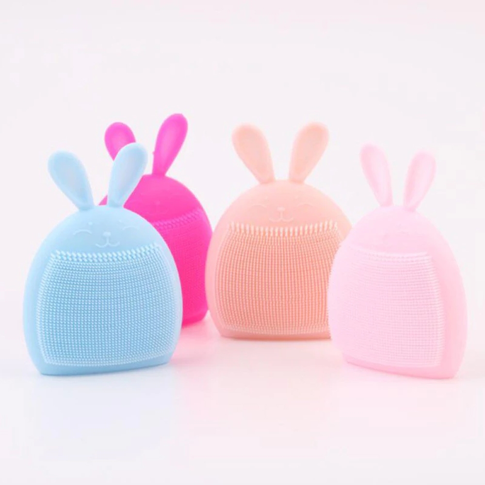 Cute Cartoon Rabbit Silicone Face Cleansing Brush Padded Facial Massage ...
