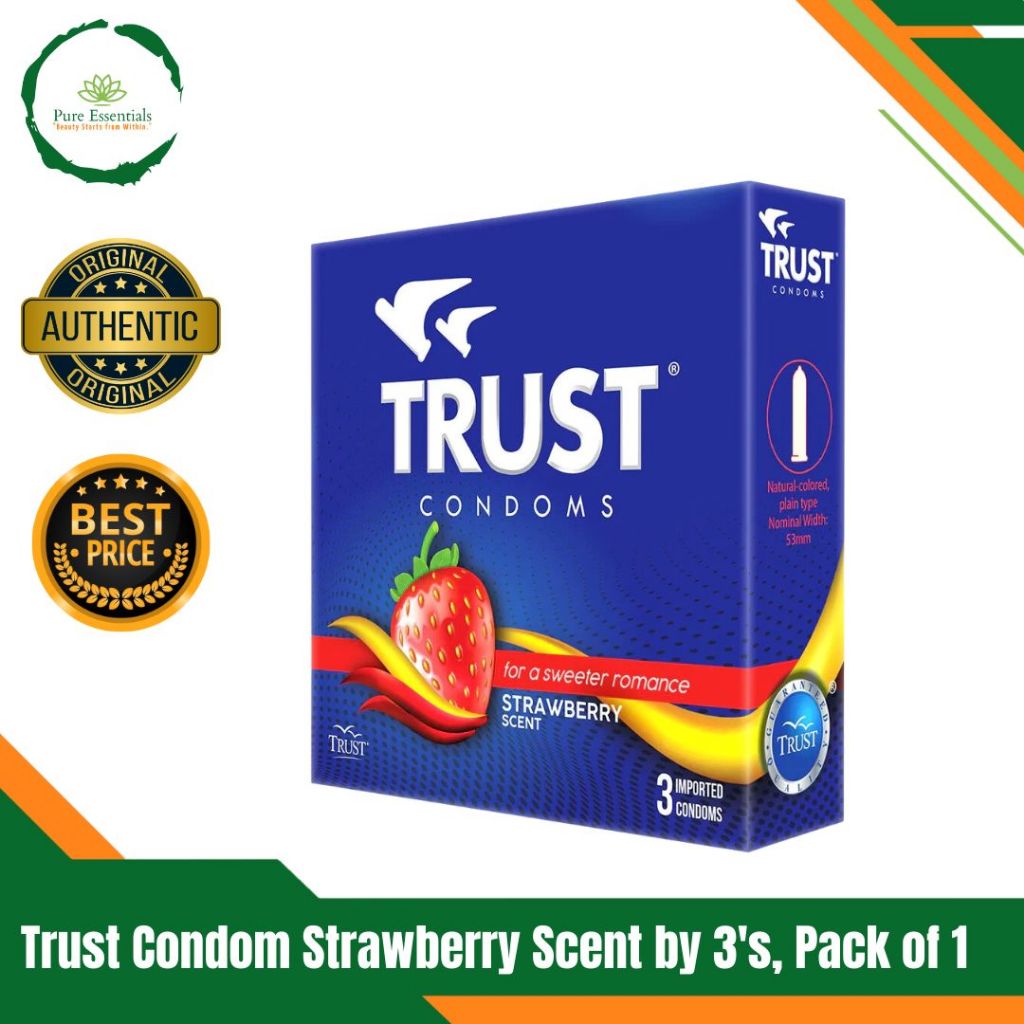 Trust Condoms Strawberry Scent by 3's, pack of 1 | Shopee Philippines