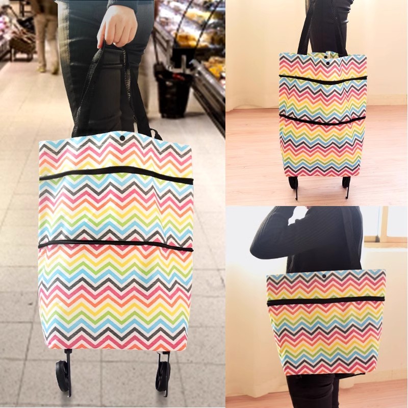 Collapsible Shopping Cart Bag Reusable Grocery Bags Foldable Trolley ...