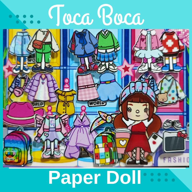 Toca Boca Laminated Paper Doll dress shop with velcro tape