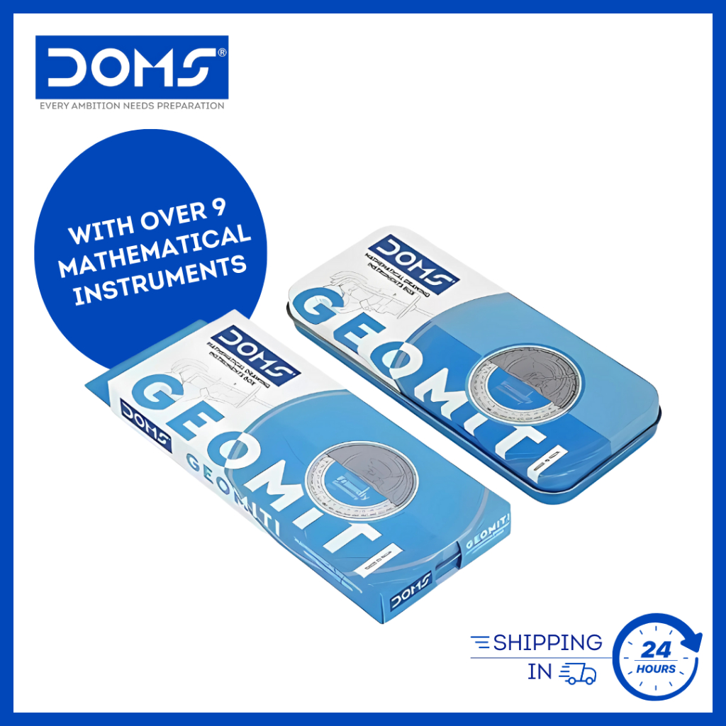Doms Set Compass, Divider, Protractor, Pencil, Eraser, Sharpener, Ruler ...