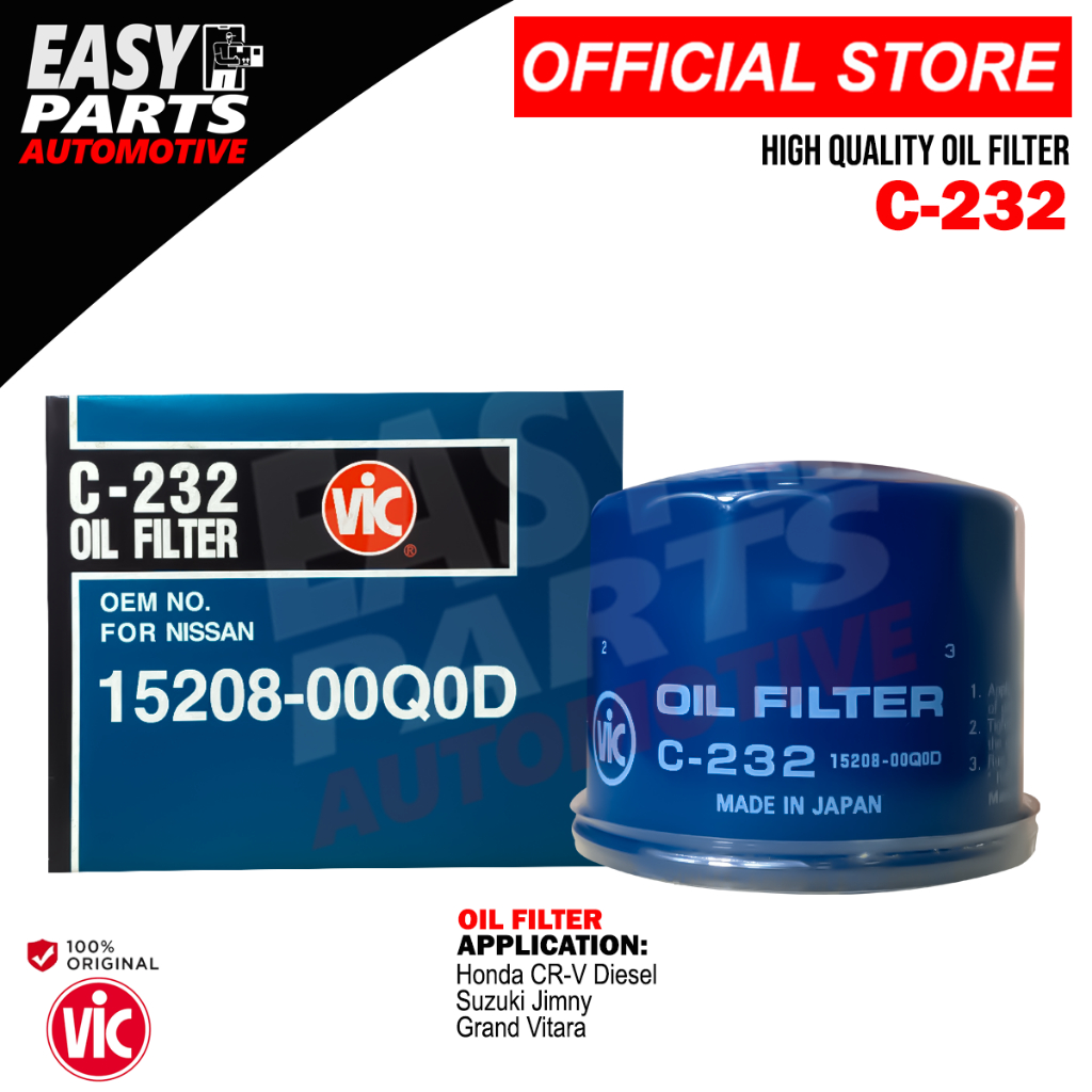 VIC Genuine Oil Filter C-232 | Shopee Philippines
