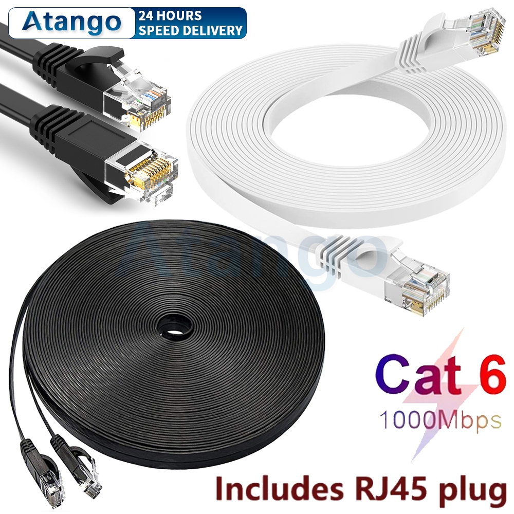 0.5M 1M 2M 3M 5M 10M 15M 20M Cat6 1000mbps Flat Lan Cable Rj45 Ethernet ...