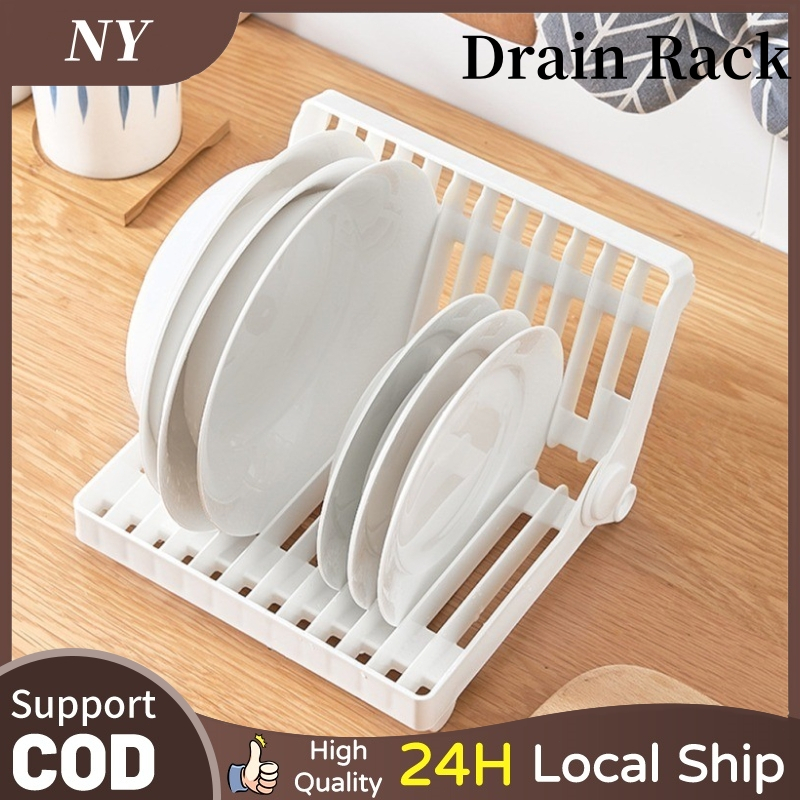 Dish Drying Kitchen Foldable Plate Organizer Rack Plastic Drainer ...