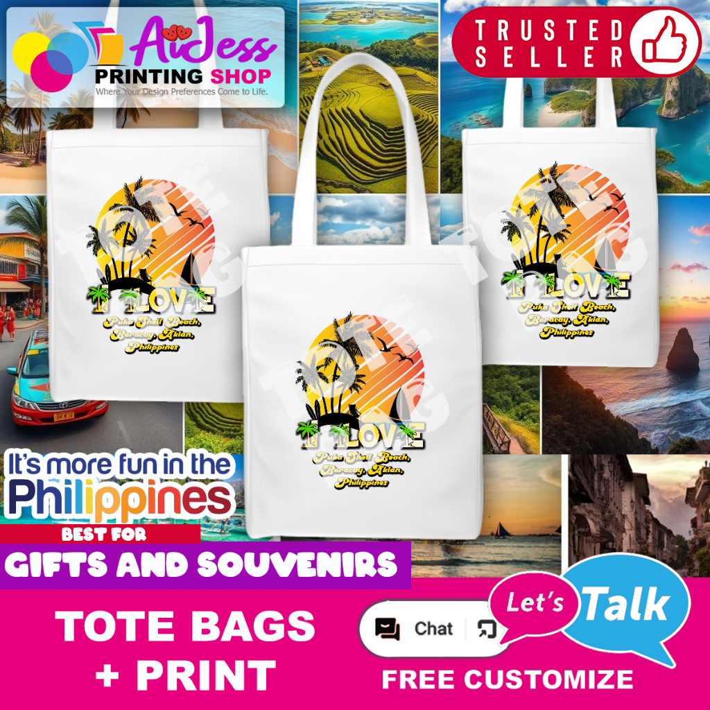 I LOVE Puka Shell Beach, Boracay, Aklan, Philippines TOTE BAG DESIGN ...