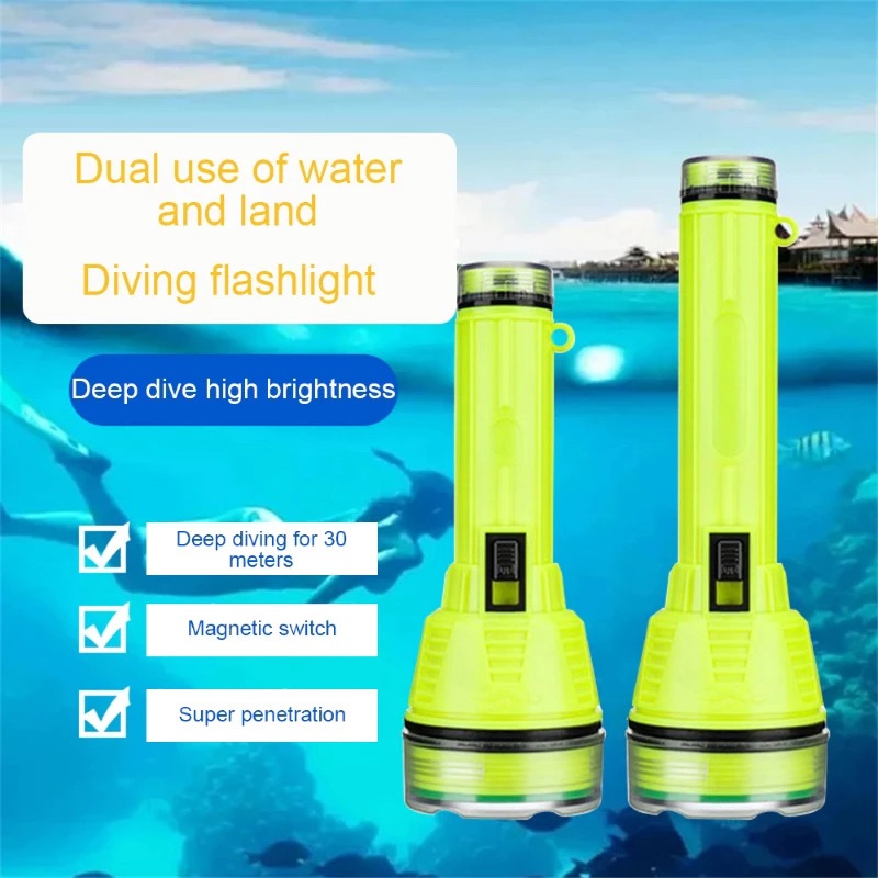 Diving Flashlight Waterproof Underwater 200m Rechargeable Flashlight ...