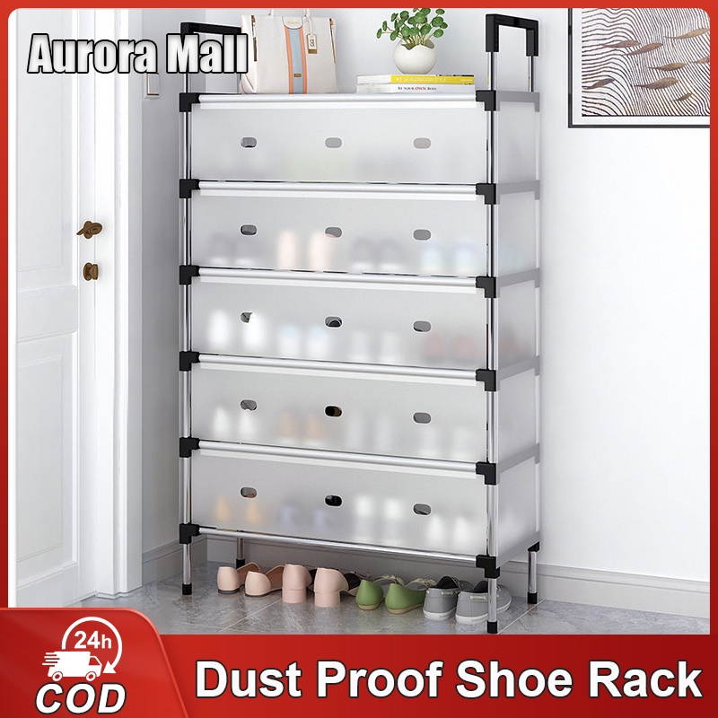 Aurora 4/5/6 Layers Shoe Rack Organizer With Cover Cabinet Stainless ...