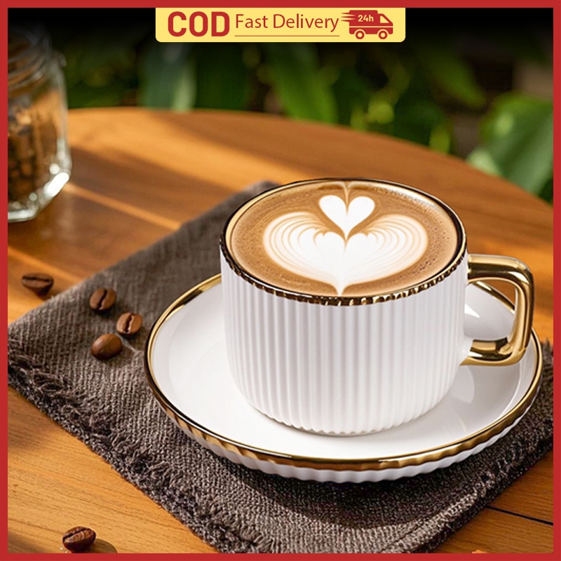 250ML Ceramic Mug And Saucer Set Coffee Cup Tea Cup Ceramic Cup And ...