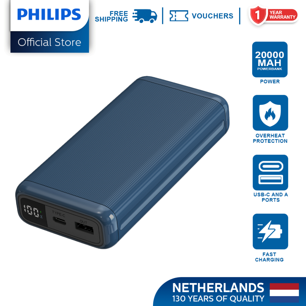 Philips Blue 22.5W 20000mAh Li-polymer PD Powerbank with LCD Display ...