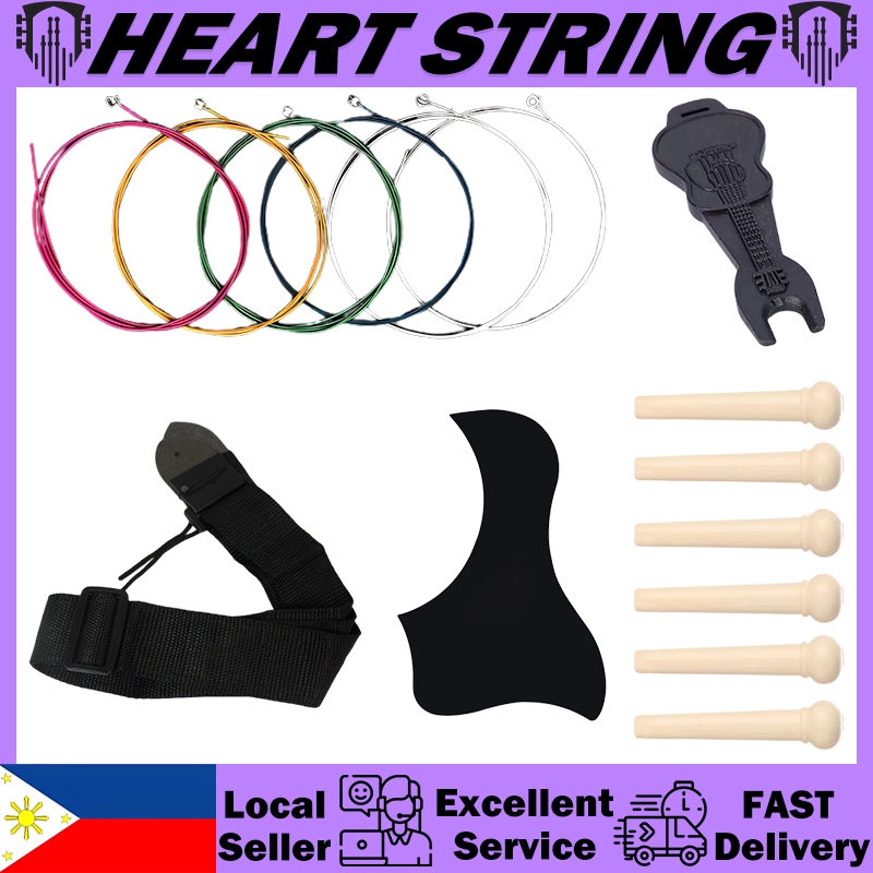 Heart String Acoustic Guitar Accessory Colorful Strings Strap Pin ...