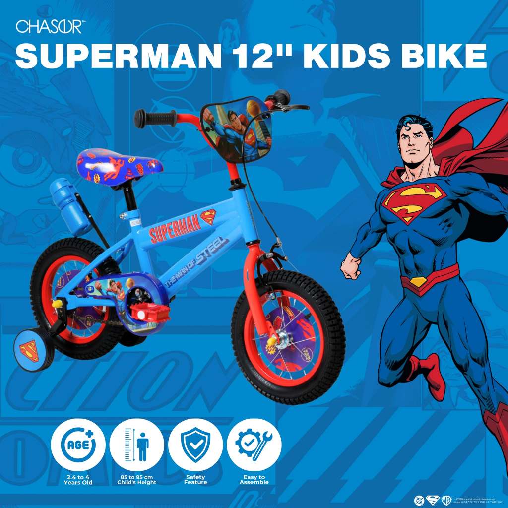Superman Kids Bike for Boys Original DC with Bottle in Blue | Shopee ...