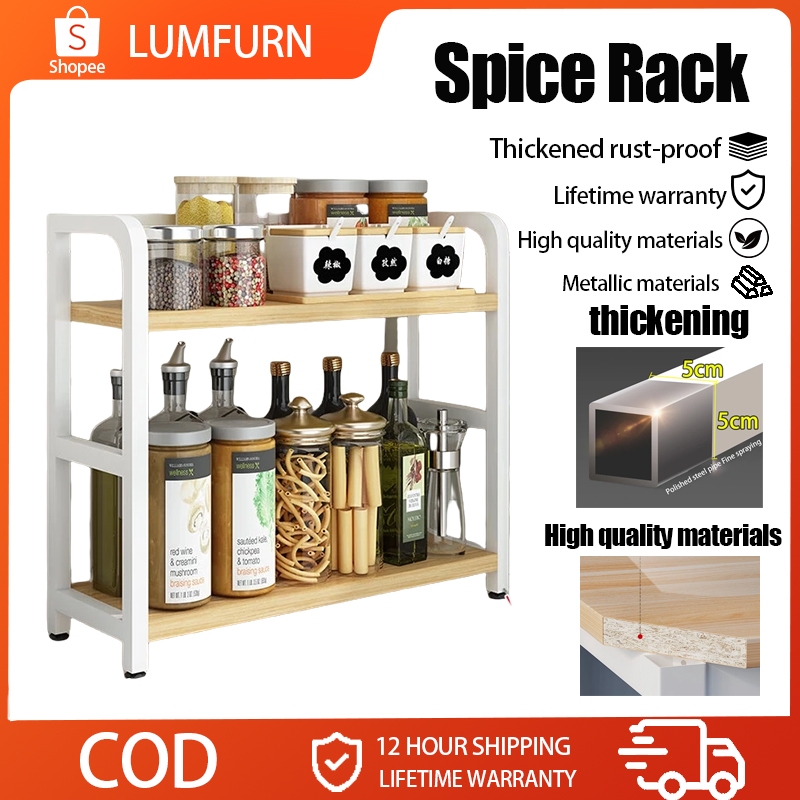 Spice Rack 2 Layer Condiments Storage Organizer Rack Desktop Storage ...