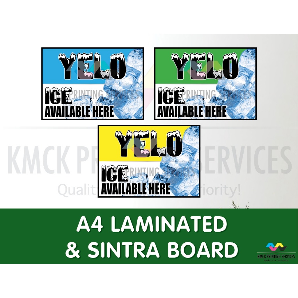 Yelo Ice Available Here Signages Laminated | Sintra Board | Shopee ...