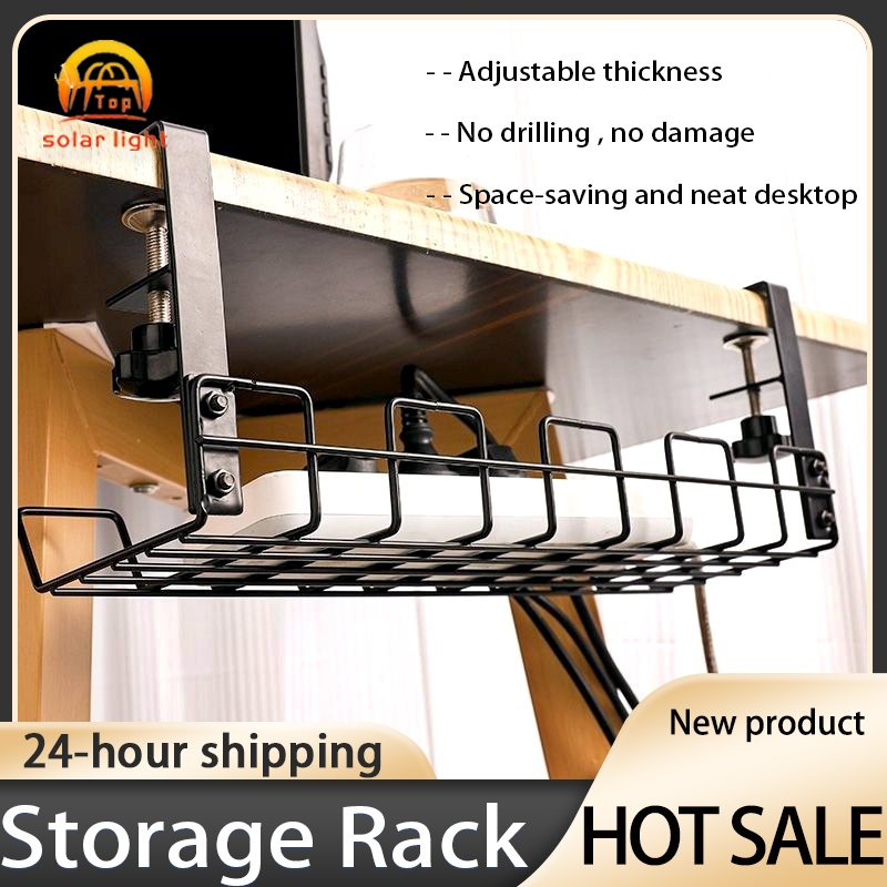 No Need To Drill Under Desk Wire Cables Management Screw Clamp Tray ...