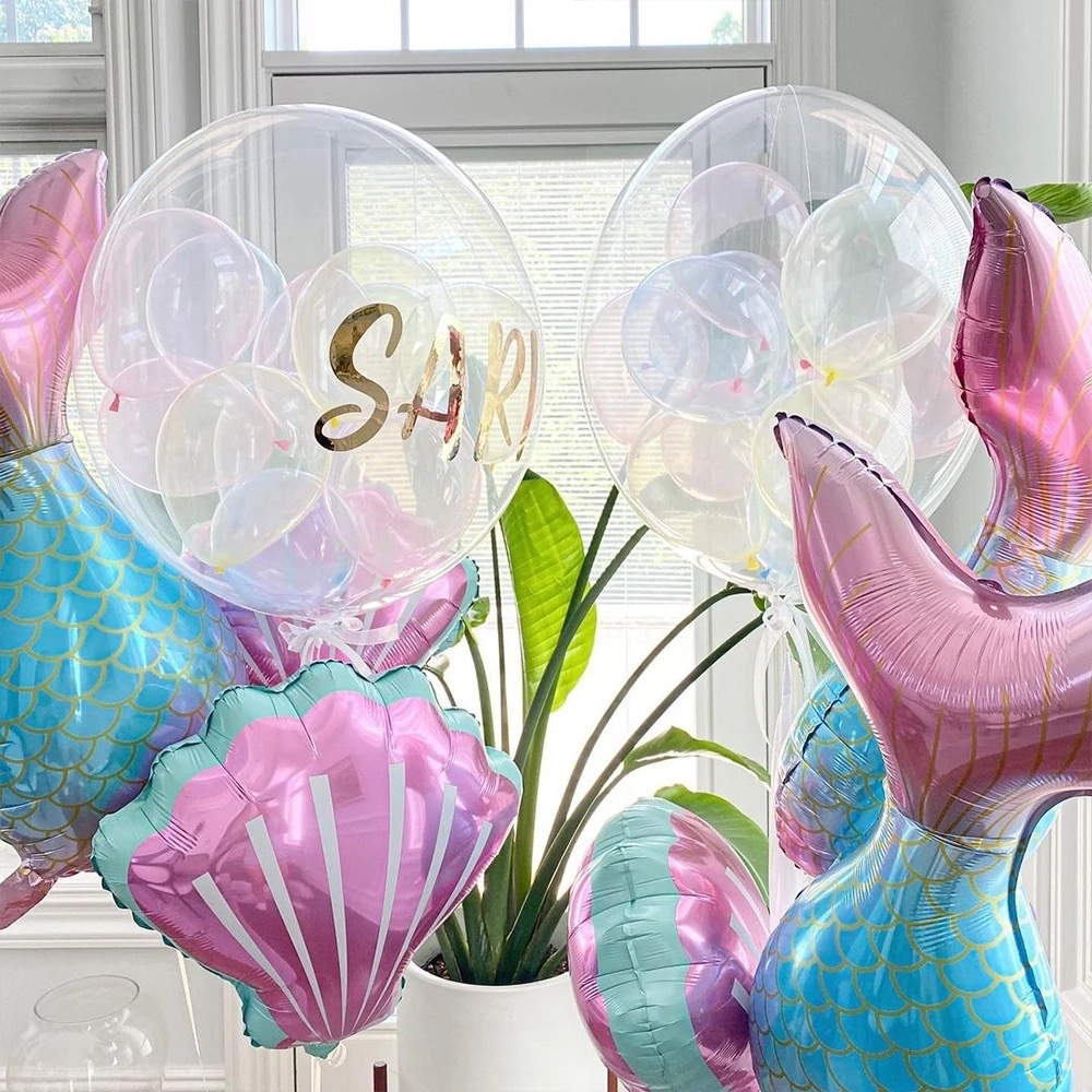 Aluminum foil shell balloon purple pink ocean birthday party decoration ...