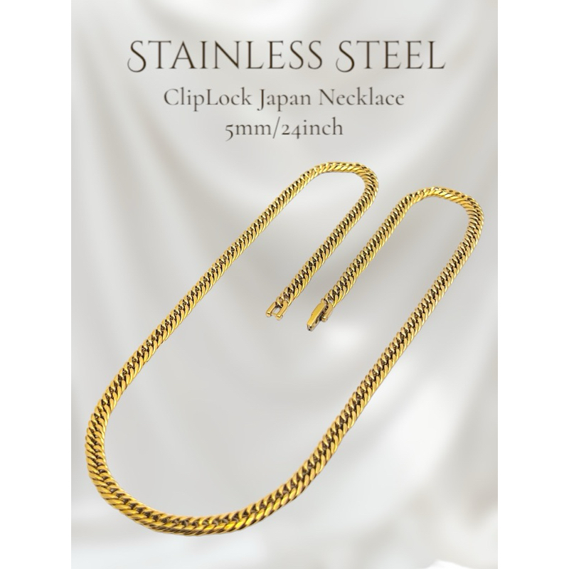 Stainless JapanChain 24inch /60cm ClipLock LobsterLock Chain GoldPlated ...