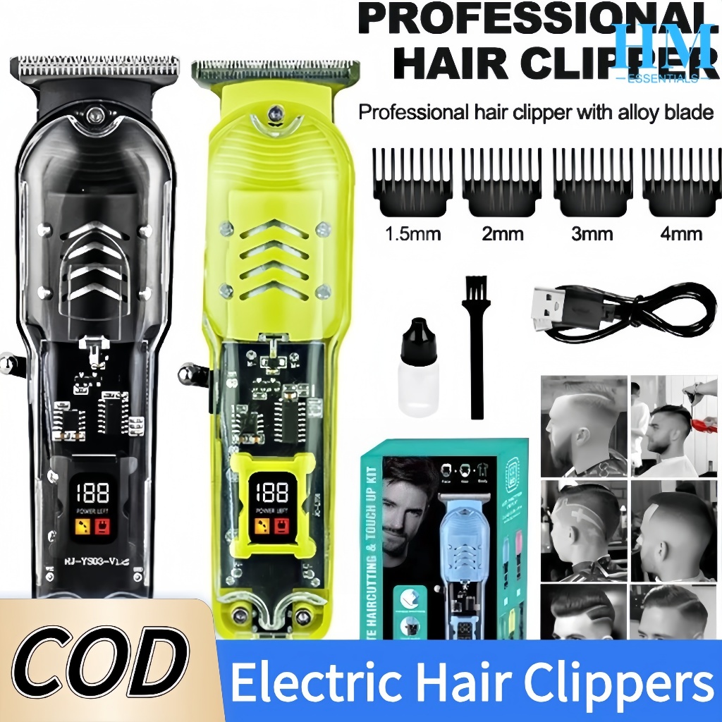 Professional Electric Hair Clippers Rechargeable Razor Trimmer ...