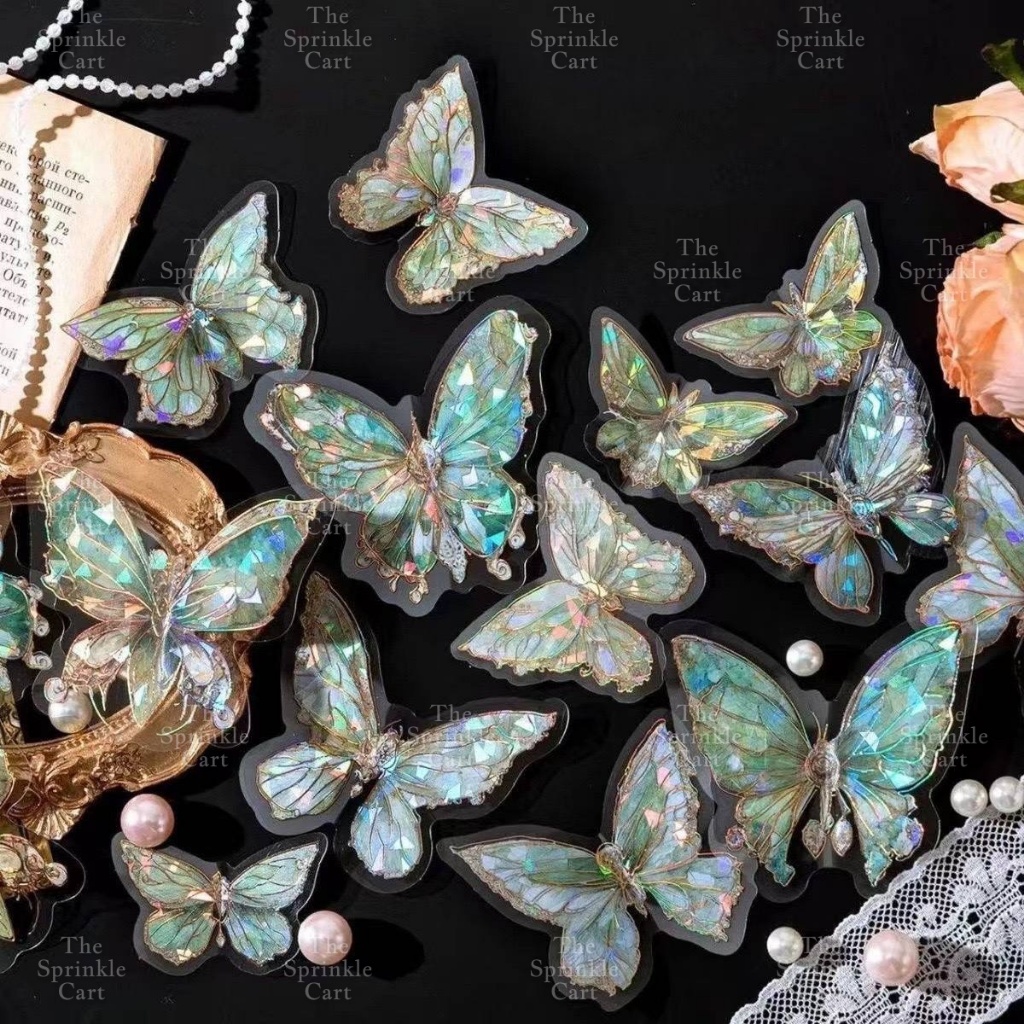 20pcs Set Laser Butterfly Decor DIY Fantasy PET Cake Topper Decoration ...