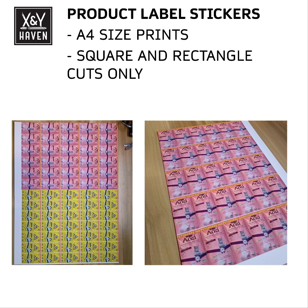 Label Stickers Printing Service – A4 Sheets | Square & Rectangle Cuts ...