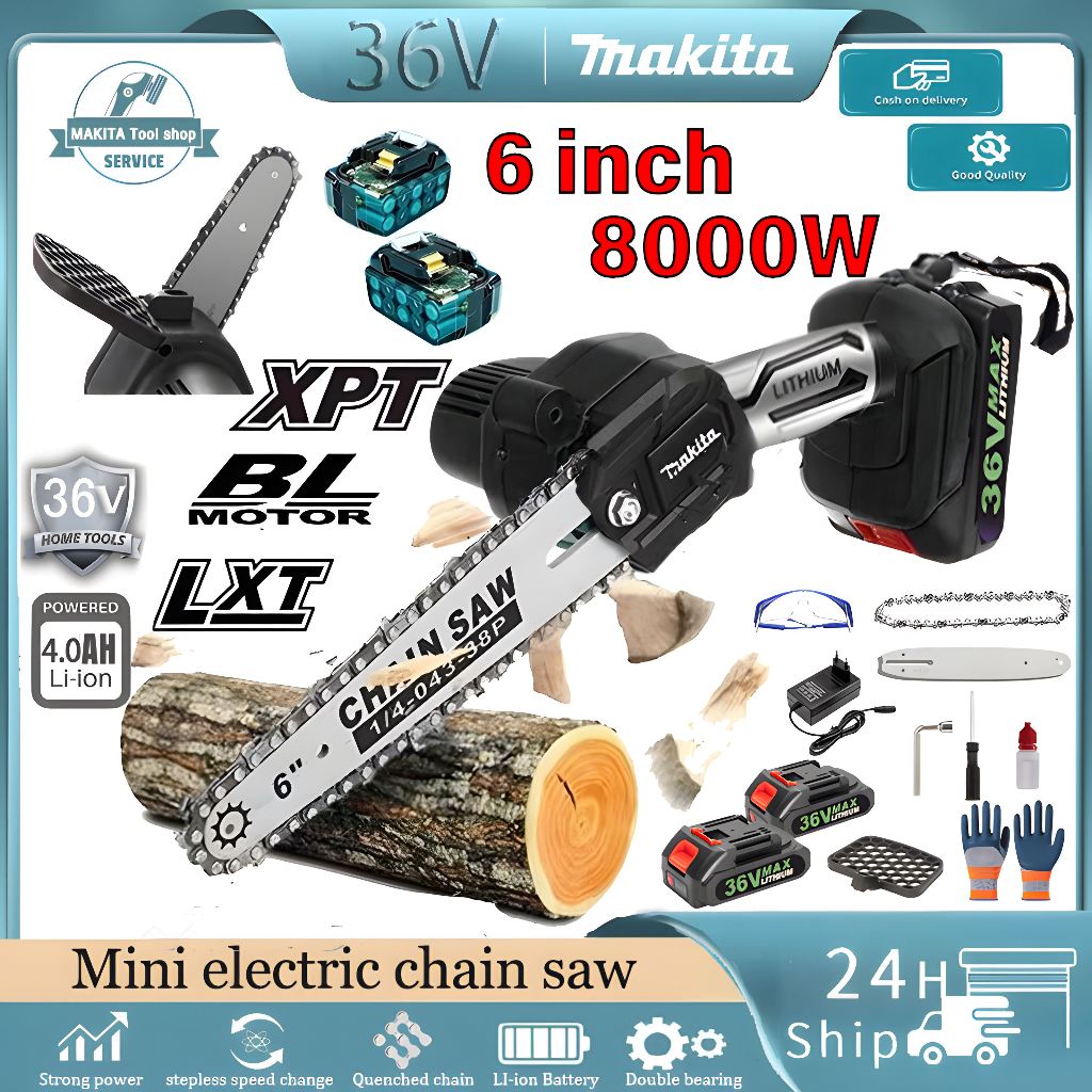 Makita 6inch Mini Cordless Chainsaw 36V portable Chain Saw Wood Cutter ...
