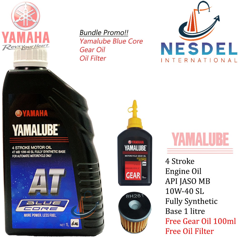 Yamalube Blue Core AT 1L Engine Oil 10W-40 1 liter With Free Gear Oil ...