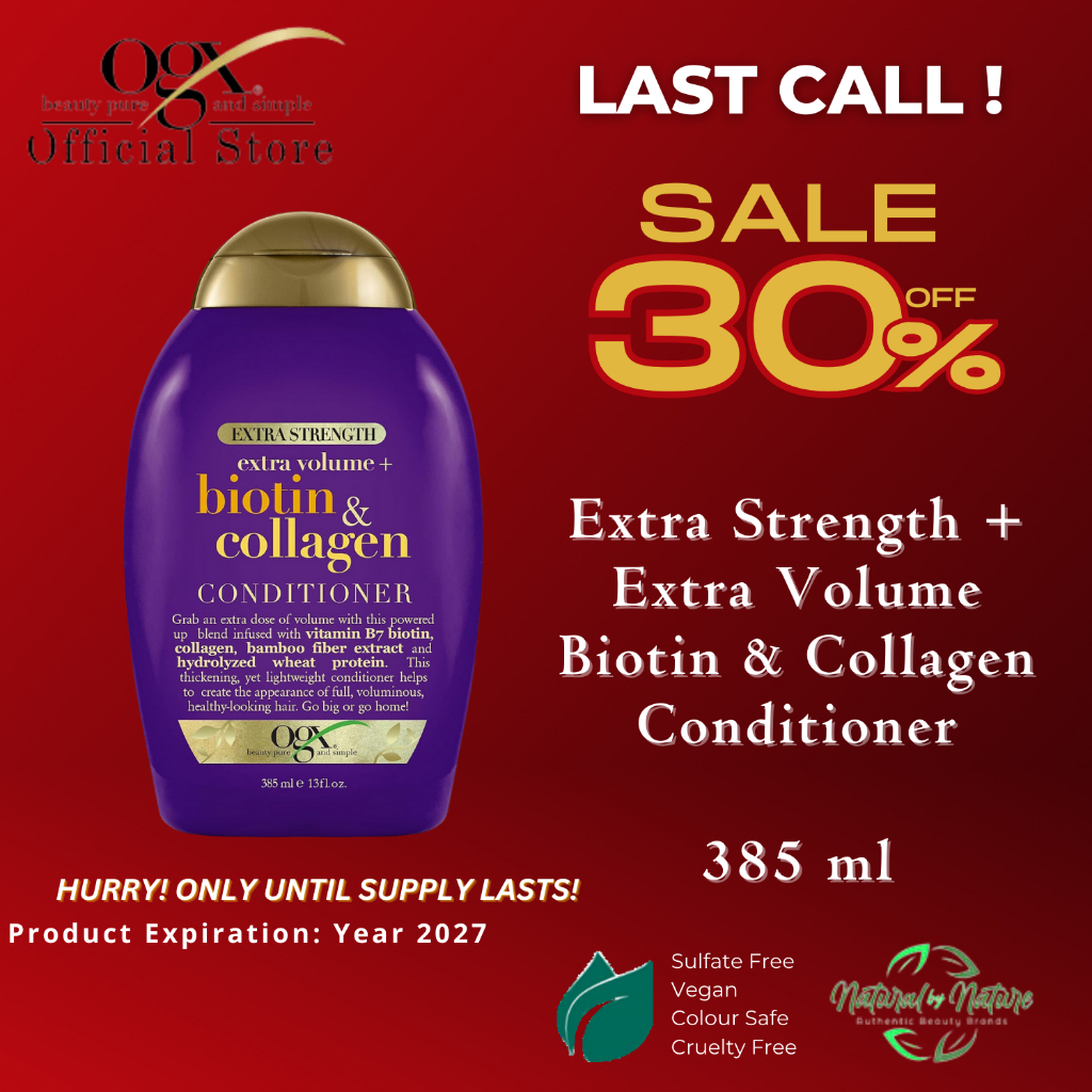 OGX Extra Strength + Extra Volume Biotin & Collagen Conditioner385 ml ...