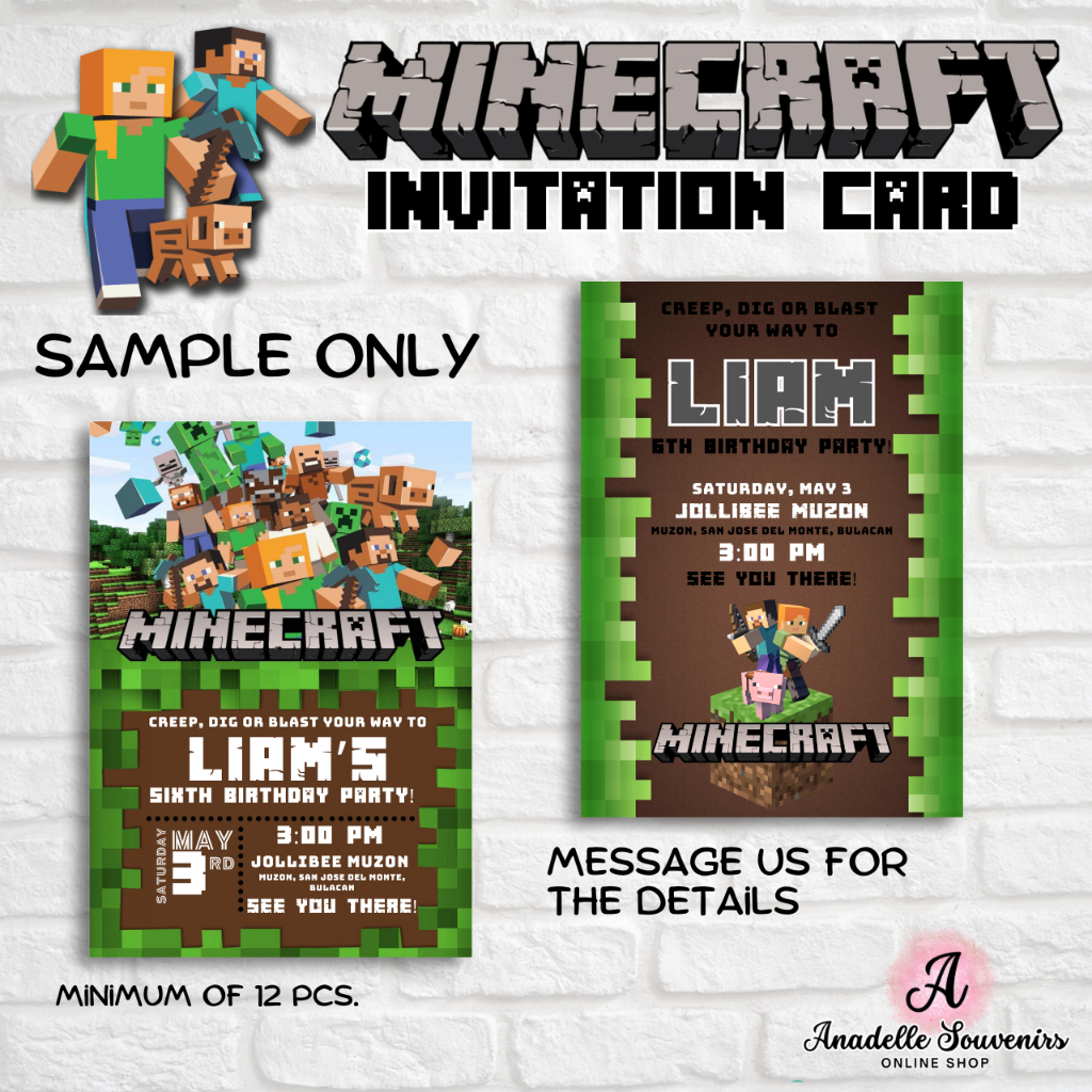 MINECRAFT Themed Birthday Invitation Card | Shopee Philippines