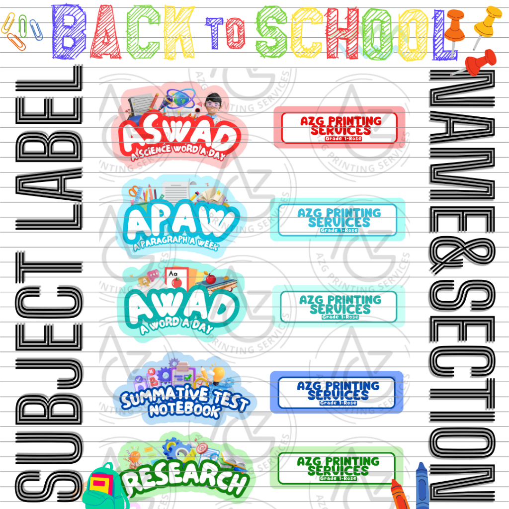 COMPLETE SUBJECT LABELS with Name (Sold per pair) | Shopee Philippines