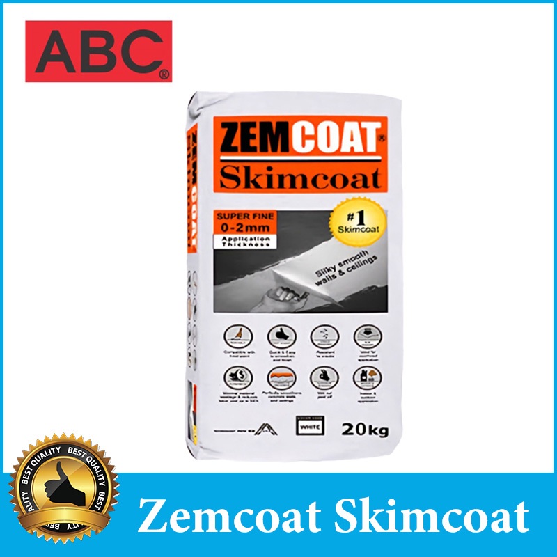 ABC Zemcoat Skimcoat 20kg Superfine White Wall Painting Skim Coat Ultra ...
