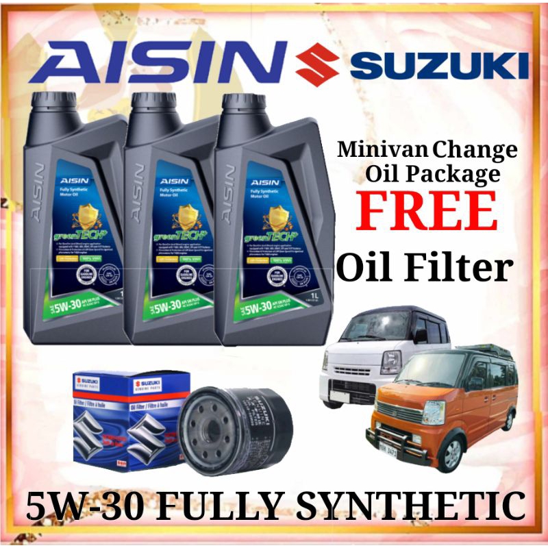 Suzuki MiniVan DA64 Change Oil Bundle Aisin 5W-30 Fully Synthetic free ...