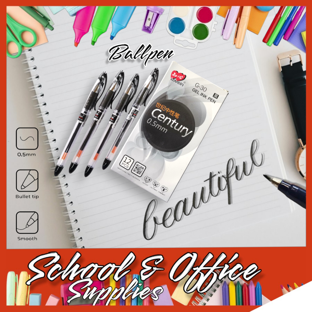 (Write Right) Ballpen 12pcs GEL PEN Black 0.5mm, Oil Pen Blue/Black ...