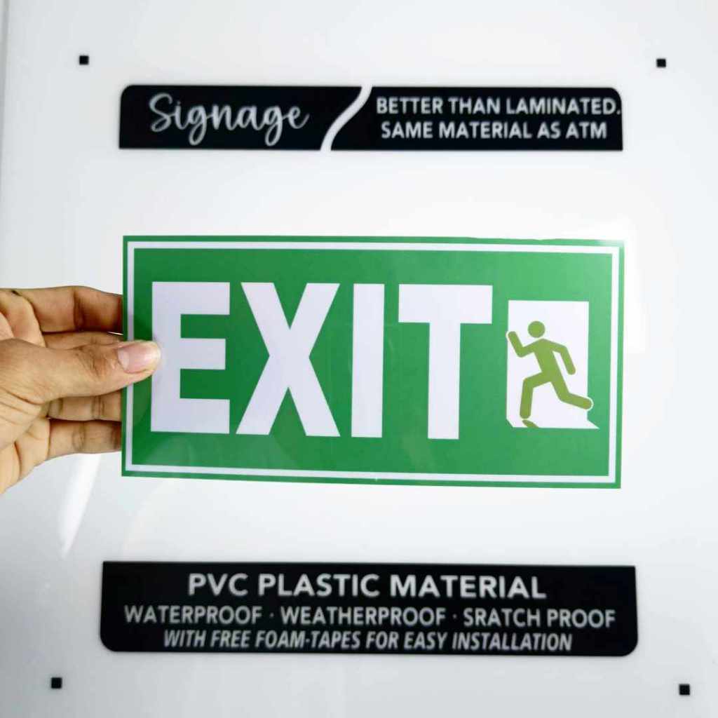 SIGNAGE - EXIT - GREEN - PVC PLASTIC MATERIAL SIGNAGE | Shopee Philippines
