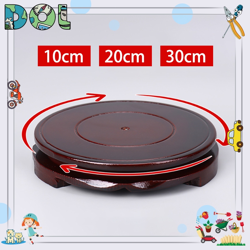 Wood Round Base Rotatable Circular Wooden Vase Aquarium Table Lamp ...