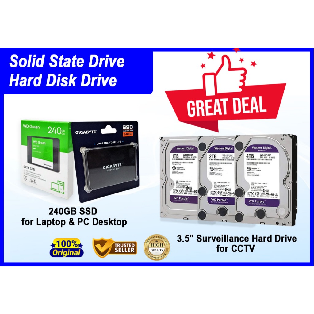 STORAGE 240GB SSD HDD 1TB 2TB 4TB HARD DISK