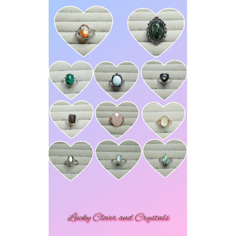 Different Variety of Natural Crystals Stones Rings | Shopee Philippines