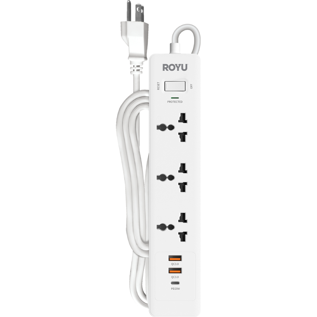 ROYU 3-Gang Power Strip with USB Ports REDEC733 | Shopee Philippines
