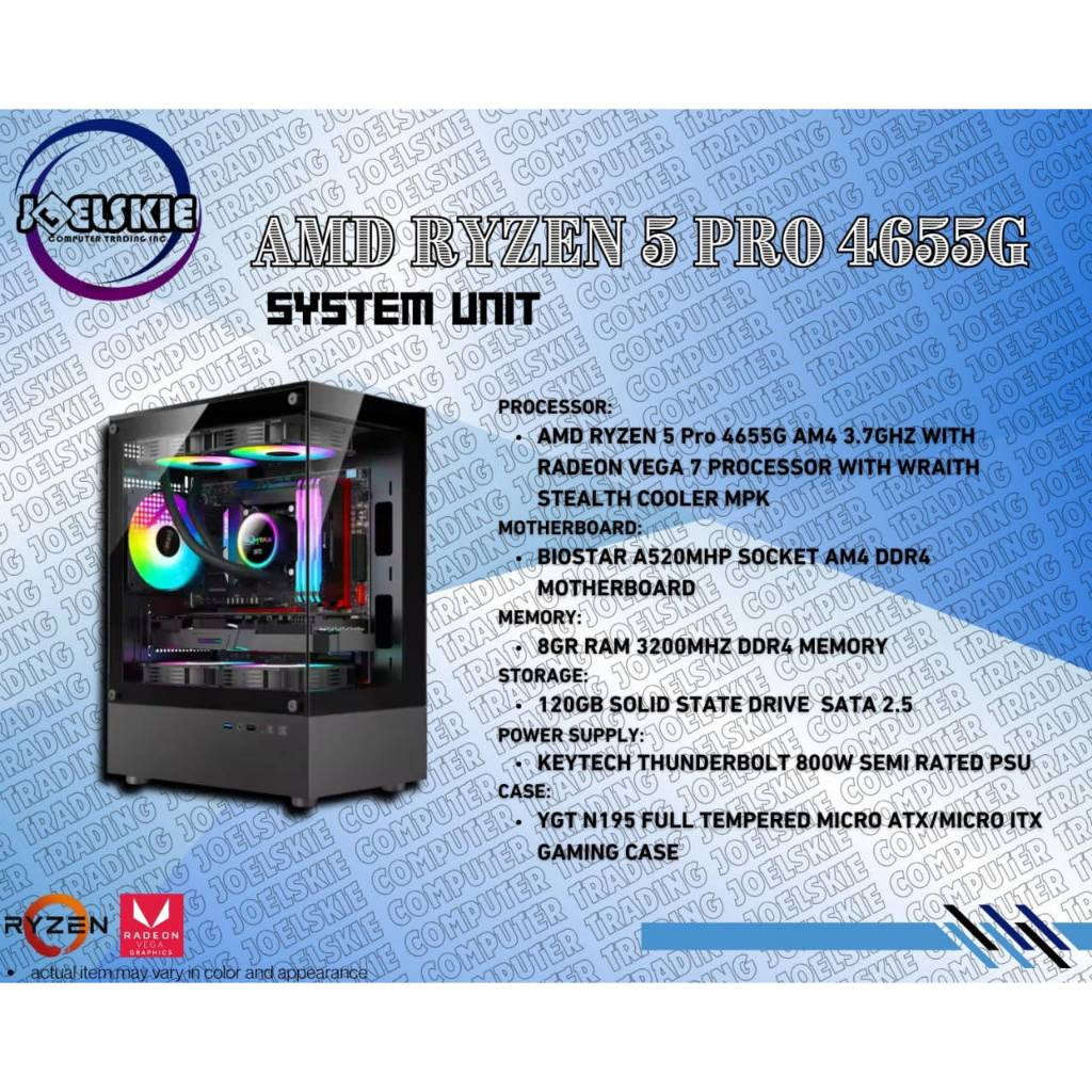 Ryzen 5 4655G 8GB RAM DDR4 120GB SSD Desktop System Unit Computer ...