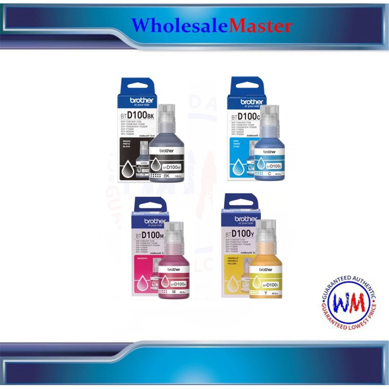 Brother BTD100 Genuine Ink bottle Black Cyan Magenta Yellow ink T430W ...