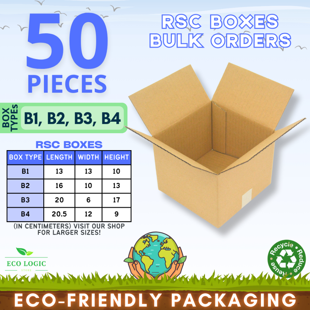 ⭐ 50 pcs RSC BOXES (B1-B4), Ecologic Corrugated Packaging Carton Box ...
