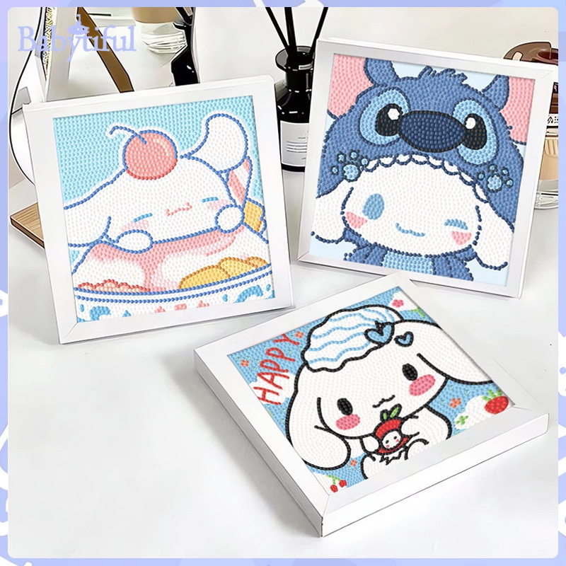 Sanrio Diamond Canvas Painting 18*18cm 5D Round Sticker With Frame Room ...
